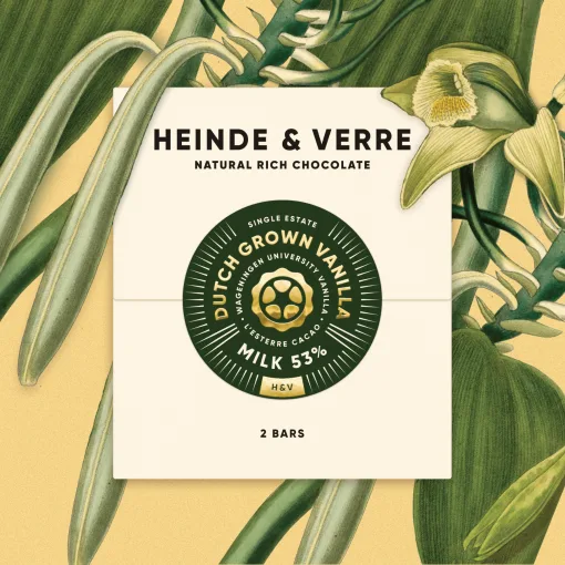 Reep Heinde en Verre Dutch Grown Vanilla Melk 53% met Nederlandse vanille