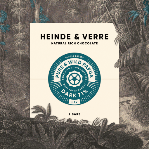 Reep Heinde en Verre Pure and Wild Papua puur 71%, bean to bar pure chocolade