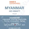 Etiket van Myanmar Ho Hwayt, medium gebrande koffie van Dave's Koffiebranderij