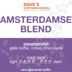 Amsterdamse Blend, medium gebrande koffieblend van Dave's Koffiebranderij