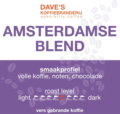 Amsterdamse Blend, medium gebrande koffieblend van Dave's Koffiebranderij