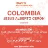 Etiket van Colombia Jesús Alberto Cerón, medium gebrande koffie van Dave's Koffiebranderij