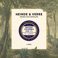 Verpakking Heinde en Verre Ancient Colombia Dark 71%, bean to bar pure chocolade uit Colombia